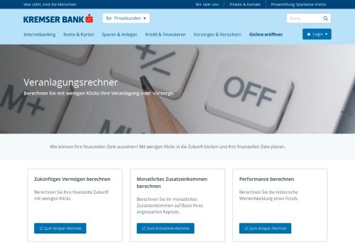 
                            11. Veranlagungsrechner | KREMSER BANK und Sparkassen AG