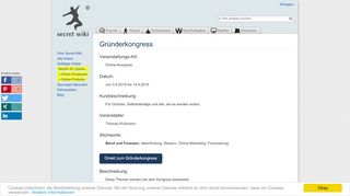 
                            7. Veranstaltung:Gründerkongress – Secret Wiki