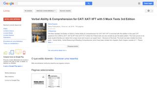 
                            9. Verbal Ability & Comprehension for CAT/ XAT/ IIFT with 5 Mock ... - Resultado da Pesquisa de livros Google