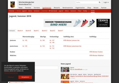 
                            8. Verband - Sommer 2018, Jugend ... - WTB-Tennis.de