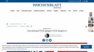 
                            11. Verbandspokal: Vorverkauf FKP gegen FCK beginnt - Wochenblatt ...