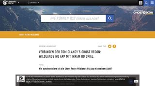 
                            2. Verbinden der Tom Clancy's Ghost Recon: Wildlands HQ App mit ...