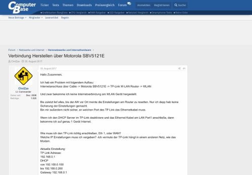 
                            5. Verbindung Herstellen über Motorola SBV5121E | ComputerBase Forum