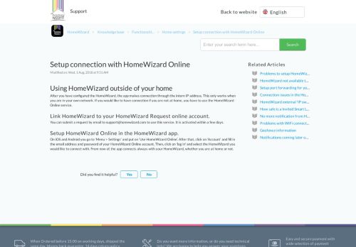 
                            2. Verbindung mit HomeWizard Online einstellen : HomeWizard