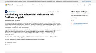 
                            10. Verbindung von Yahoo Mail nicht mehr mit Outlook möglich ...