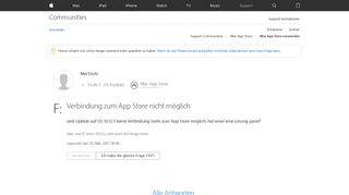 
                            2. Verbindung zum App Store nicht möglich - Apple Community