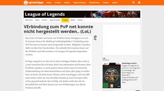 
                            12. VErbindung zum PvP net konnte nicht: LoL - Spieletipps