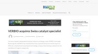 
                            8. VERBIO acquires Swiss catalyst specialist | Bioenergy International