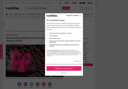 
                            7. Verbraucherzentrale warnt vor falschen Telekom-Mails - T-Online