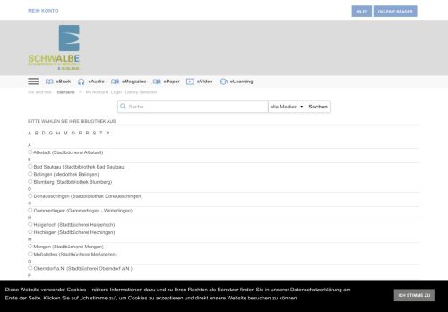 
                            5. Verbund SchwAlbE. My Account : Login : Library Selection - Die Onleihe