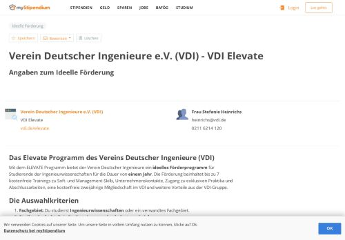 
                            5. Verein Deutscher Ingenieure e.V. (VDI) - VDI Elevate | myStipendium