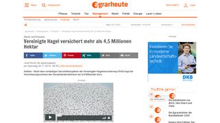 
                            9. Vereinigte Hagel versichert mehr als 4,5 Millionen Hektar | agrarheute ...