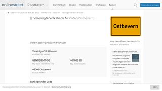 
                            9. Vereinigte Volksbank Münster in Ostbevern: BIC für Bankleitzahl ...