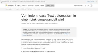 
                            8. Verhindern, dass Text automatisch in einen Link umgewandelt wird ...