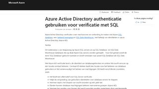 
                            2. Verificatie met Azure Active Directory - Azure SQL | Microsoft Docs