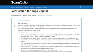 
                            9. Verification for Toga Capital - Investors Forum - Scam Trading Brokers