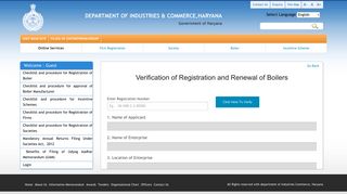 
                            9. Verification of Boilers - Department of Industrial Commerce, Haryana