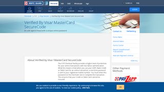
                            6. Verified by Visa/MasterCard SecureCode - HDFC Bank