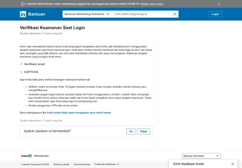 
                            8. Verifikasi Keamanan Saat Masuk (Login) ke LinkedIn | Bantuan ...