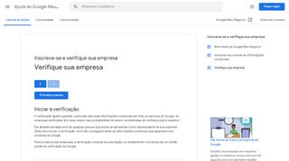 
                            2. Verifique sua empresa - Ajuda do Google Meu Negócio