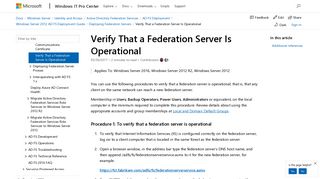 
                            2. Verify That a Federation Server Is Operational | Microsoft Docs