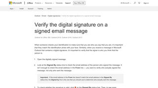 
                            12. Verify the digital signature on a signed email message - Outlook