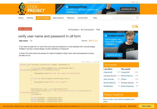 
                            9. verify user name and password in c# form - CodeProject