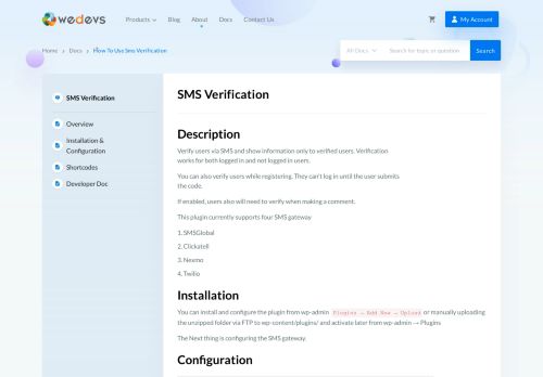 
                            10. Verify WordPress Users via SMS - weDevs