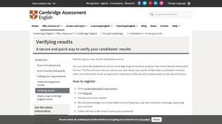 
                            7. Verifying Cambridge English results | Cambridge English