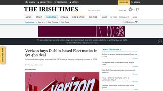 
                            11. Verizon buys Dublin-based Fleetmatics in $2.4bn deal - Irish Times