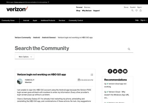 
                            9. Verizon login not working on HBO GO app - Verizon Community