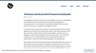 
                            12. Verlorenes ownCloud Admin-Passwort zurücksetzen | Yannick Herzog