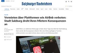 
                            6. Vermieten über Plattformen wie AirBnb verboten: Stadt Salzburg droht ...