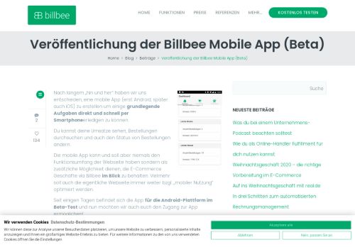 
                            3. Veröffentlichung der Billbee Mobile App (Beta) - Billbee