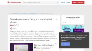
                            6. Veronikalove.com - Faulty and unauthorized charges, Review 703882 ...