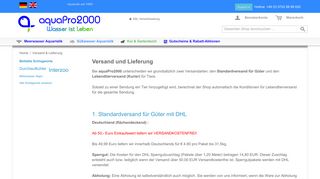 
                            8. Versand & Lieferung aquaPro2000