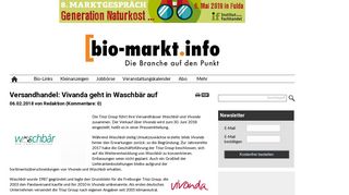 
                            10. Versandhandel: Vivanda geht in Waschbär auf - Bio-Markt.info