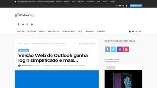 
                            7. Versão Web do Outlook ganha login simplificado e mais...