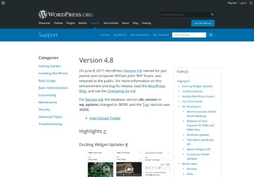 
                            6. Version 4.8 « WordPress Codex