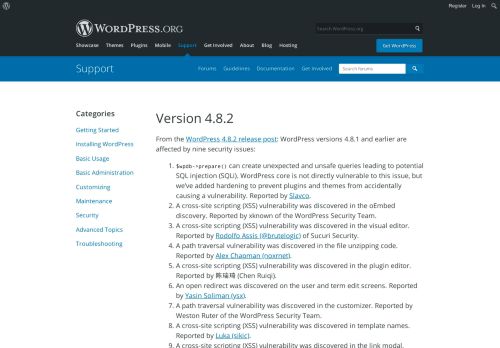 
                            5. Version 4.8.2 « WordPress Codex