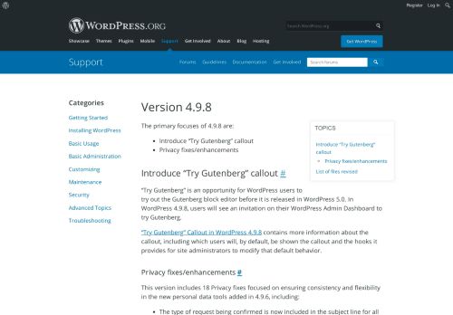 
                            7. Version 4.9.8 « WordPress Codex