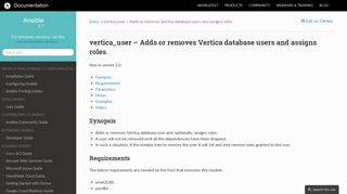 
                            10. vertica_user – Adds or removes Vertica database users and assigns ...