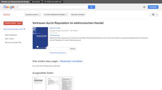 
                            10. Vertrauen durch Reputation im elektronischen Handel - Google Books-Ergebnisseite