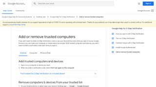 
                            1. Vertrauenswürdige Computer hinzufügen oder ... - Google Support