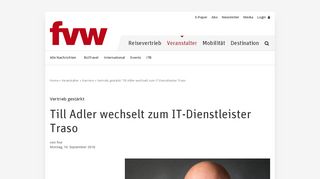 
                            7. Vertrieb gestärkt: Till Adler wechselt zum IT-Dienstleister Traso - fvw