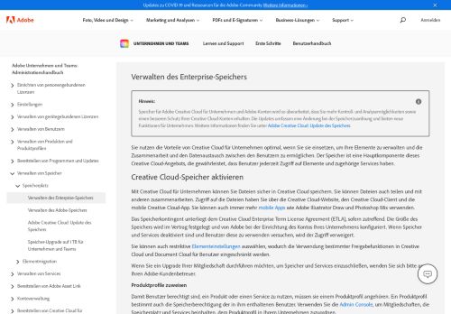 
                            4. Verwalten des Speichers in Bereitstellungen von Adobe Creative ...