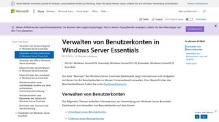 
                            2. Verwalten von Benutzerkonten in Windows Server Essentials ...