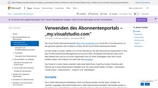 
                            3. Verwenden des Abonnentenportals – http://my.visualstudio.com ...