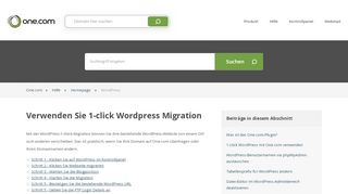 
                            8. Verwenden Sie 1-click Wordpress Migration – Hilfe | One.com