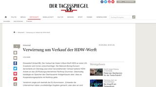 
                            9. Verwirrung um Verkauf der HDW-Werft - Wirtschaft - Tagesspiegel